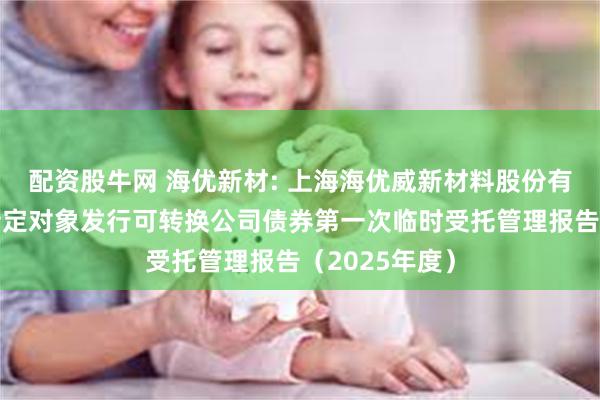 配资股牛网 海优新材: 上海海优威新材料股份有限公司向不特定对象发行可转换公司债券第一次临时受托管理报告(2025年度)
